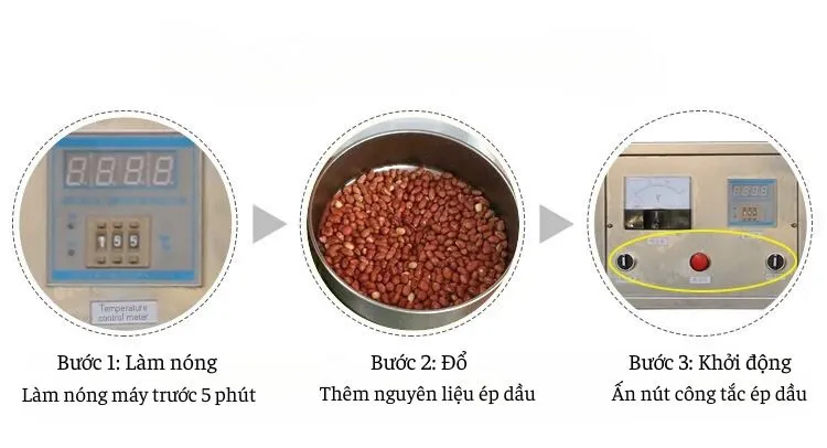 các bước sử dụng máy ép dầu trục vít