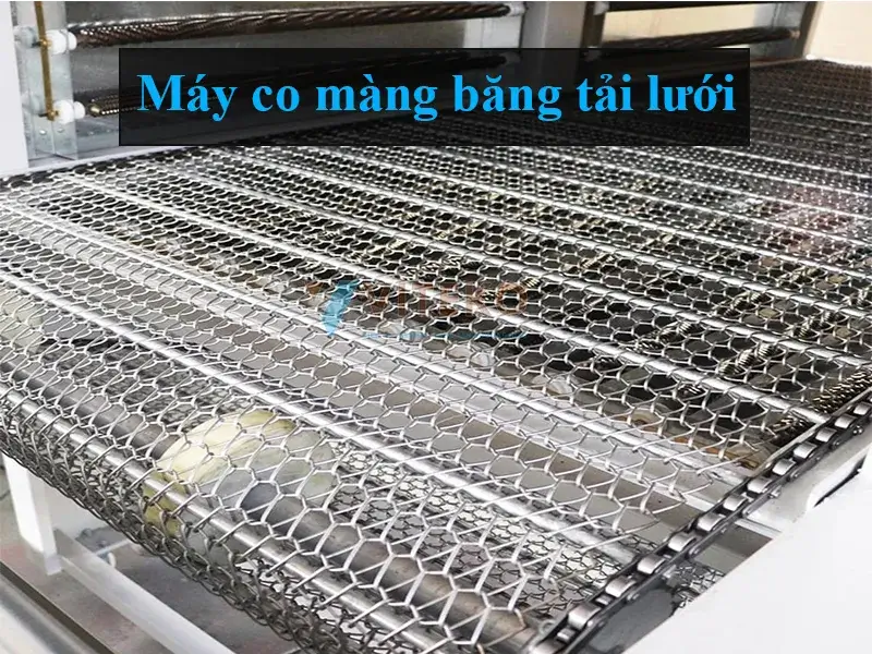 máy co màng nhiệt dùng băng tải lưới