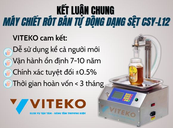Kết luận máy chiết rót bán tự động dạng sệt CSY-L12