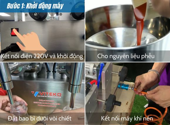 Bước 1 vận hành máy chiết rót dịch đặc 2 vòi G2WGD