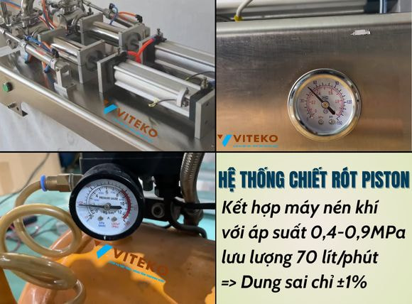 Hệ thống chiết rót của máy chiết rót dịch đặc 2 vòi G2WGD 