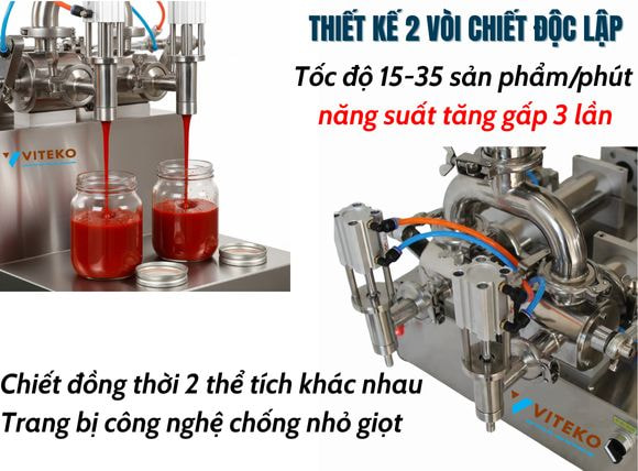 Máy chiết rót dịch đặc 2 vòi G2WGD công nghệ 2 vòi chiết