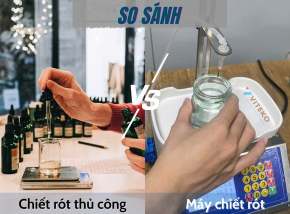 So sánh chiết rót thủ công và máy chiết rót mini 1 vòi AM-P1
