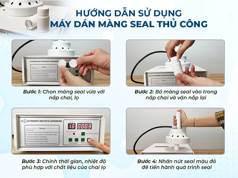 các bước sử dụng máy dán màng seal thủ công