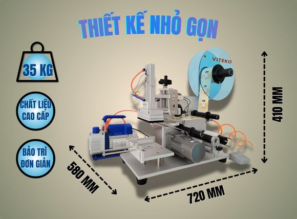 máy dán nhãn mặt phẳng bán tự động VTK-LM60 thiết kế nhỏ gọn