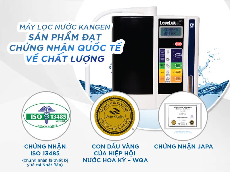 chứng nhận chất lượng của máy kangen