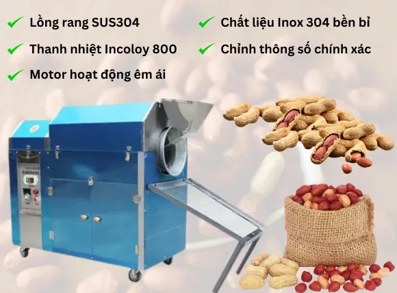 Đặc điểm cấu tạo của thiết bị rang hạt 10kg mẻ ZFKL-25E/G