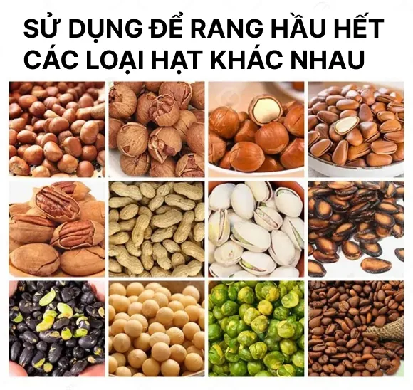 máy rang hạt CK-F12 rang được nhiều loại hạt khác nhau