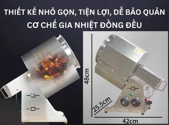 Máy rang hạt mini có  kích thước nhỏ gọn