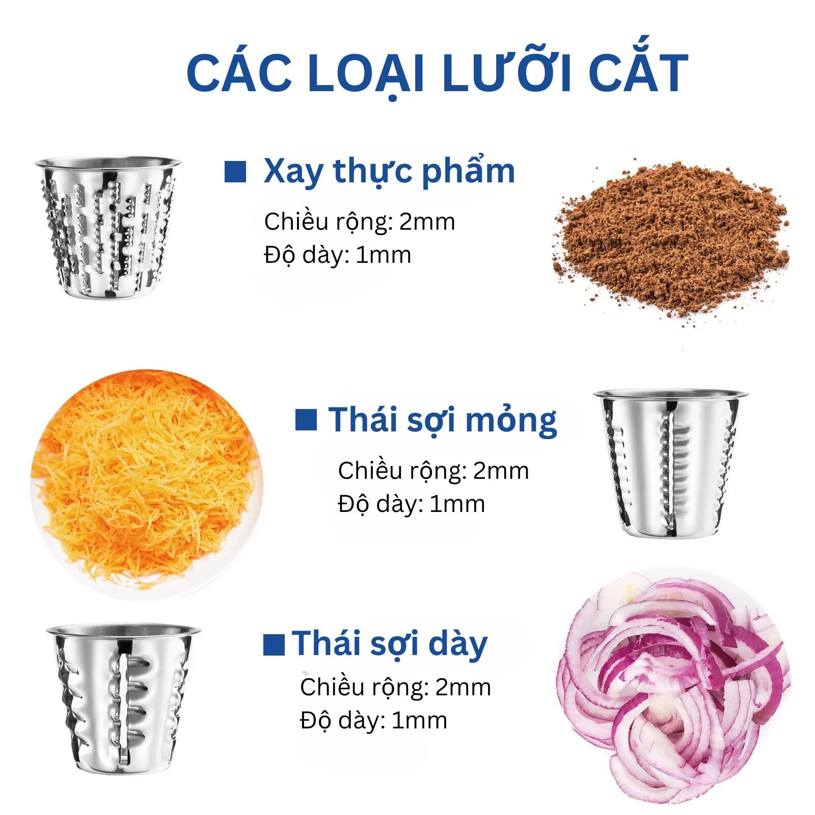 Các loại lưỡi dao cắt rau củ quả