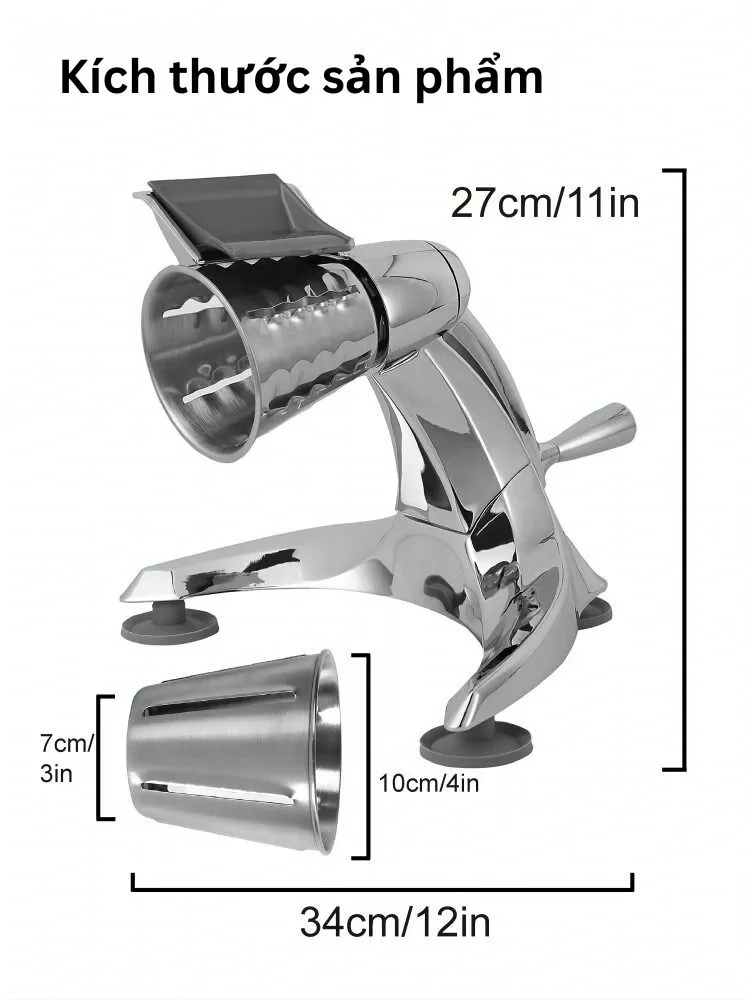 Kích thước dụng cụ thái rau củ quả