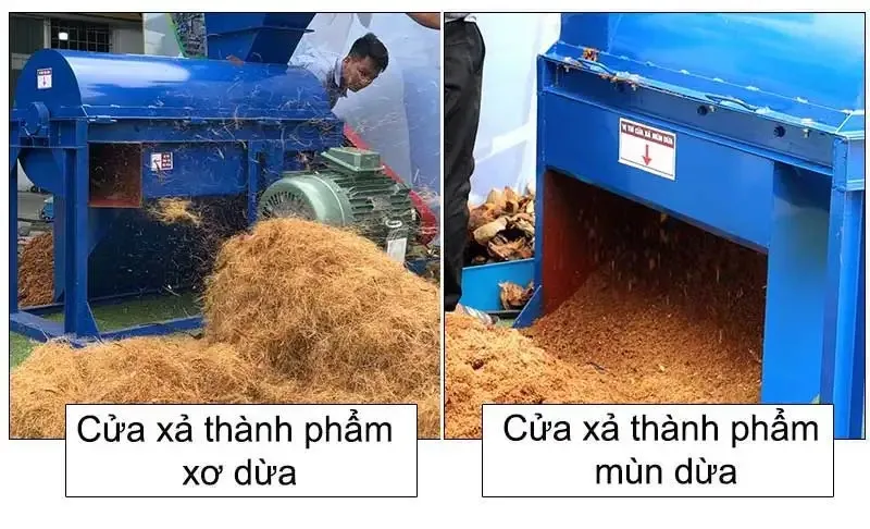 trước và sau khi dùng máy băm dừa công nghiệp