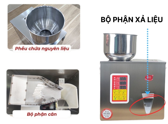 Bộ phận định lượng và xả liệu của máy cân định lượng