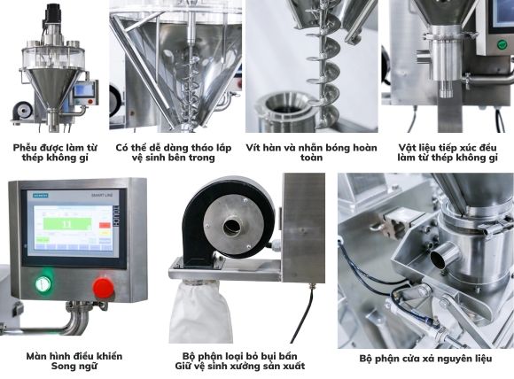 Cận cảnh chi tiết các bộ phận quan trọng của máy định lượng trục vít