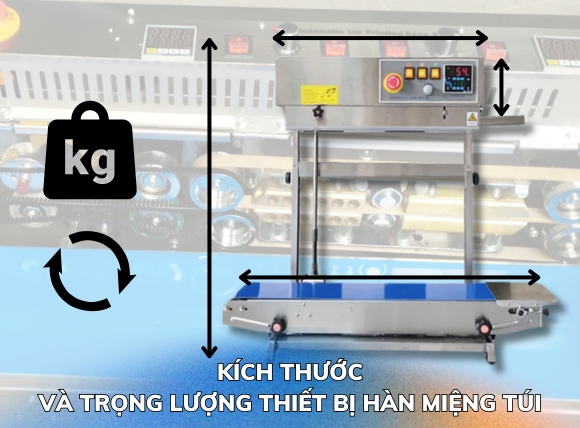 Kích thước và trọng lượng của máy ép miệng túi cà phê
