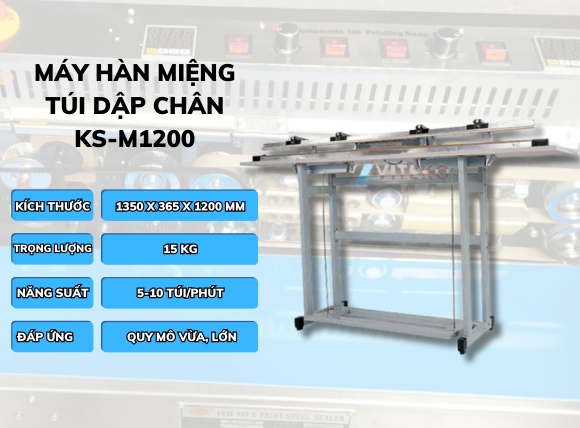 Máy hàn miệng bao cà phê dập chân KS-M1200