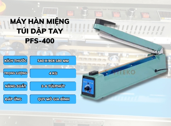 Máy hàn miệng túi bao bì cà phê dập tay PFS 400