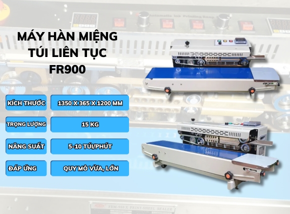 Máy hàn miệng túi bao bì cà phê liên tục dạng nằm ngang FR900