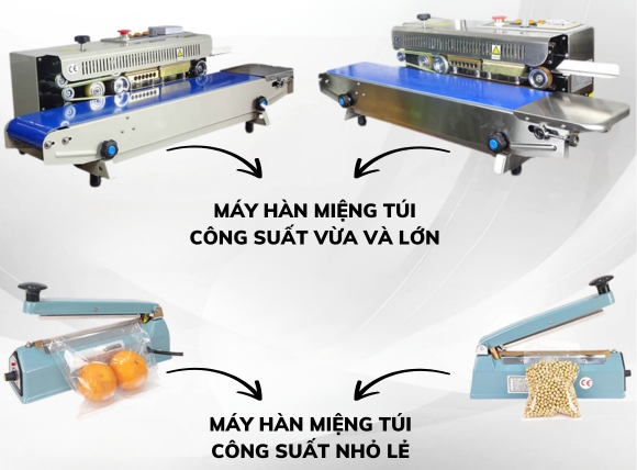 Các loại máy hàn miệng túi Đà Nẵng có nhiều công suất khác nhau