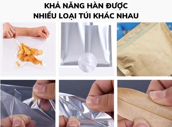 Máy hàn miệng túi hàn được nhiều loại túi khác nhau
