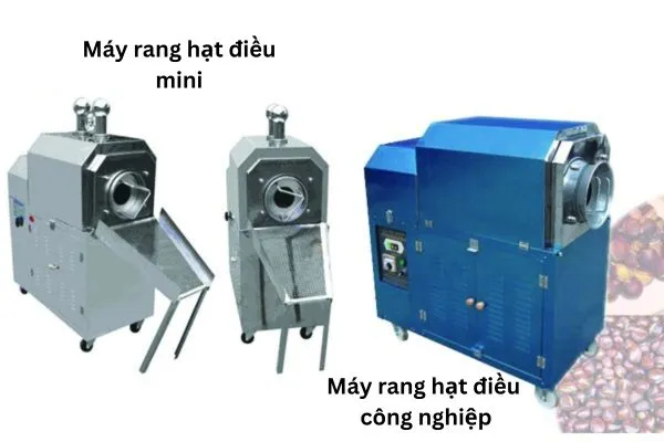 Máy rang hạt điều mini và công nghiệp