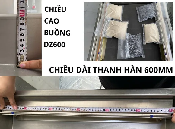 Kích thước thanh hàn 60cm của thiết bị ép chân không DZ600