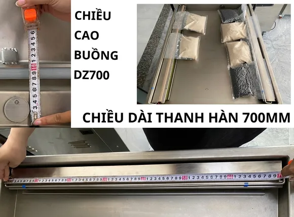 Kích thước thanh hàn 70cm của máy hút chân không DZ700