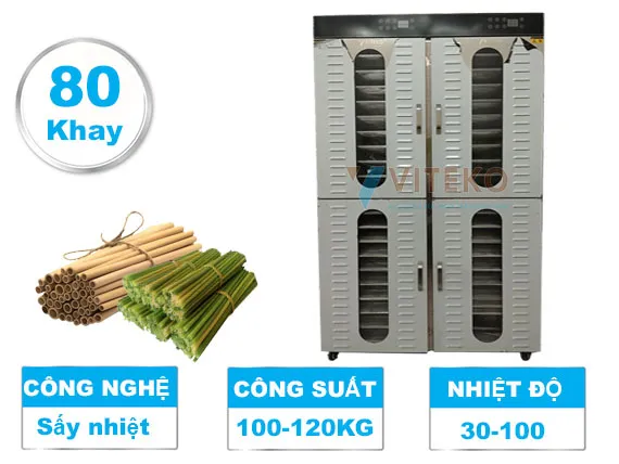 Máy sấy ống hút tre, hút cỏ công nghiệp 80 khay - LT-023