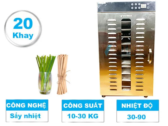 Máy sấy ống hút tre, hút cỏ 20 khay - LT-102 