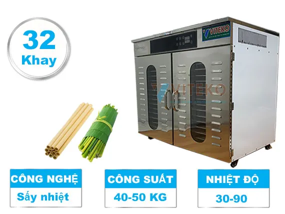 Máy sấy ống hút tre, hút cỏ 32 khay  - LT-105