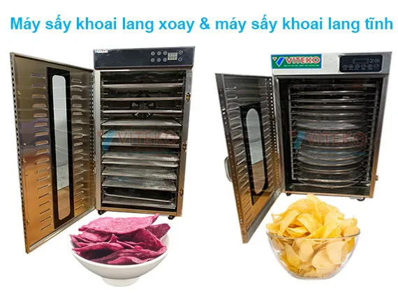 máy sấy khoai lang khay xoay và khay tĩnh