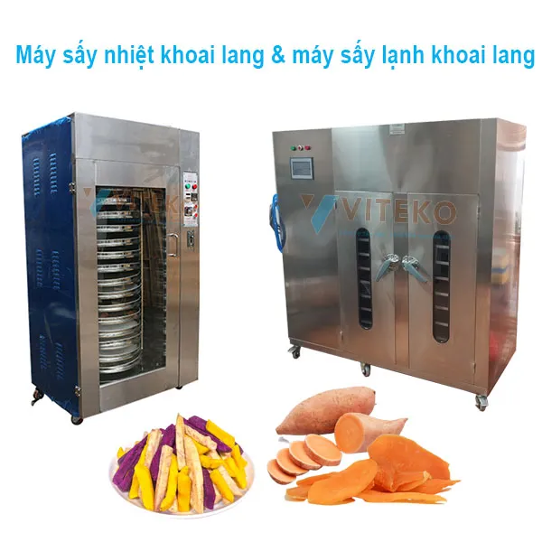 máy sấy khoai lang bằng công nghệ sấy nhiệt và sấy lạnh