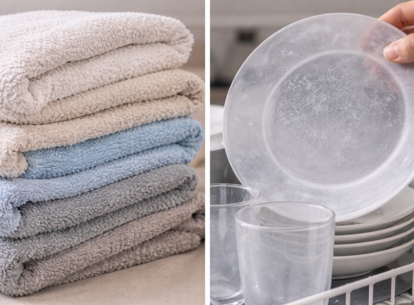 Quần áo thô ráp và bát đĩa có vết mờ sau khi sử dụng