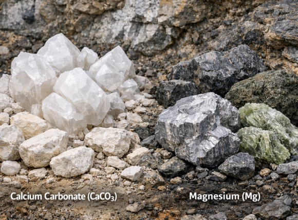 Calcium carbonate, Magnesium có nguồn gốc từ địa chất