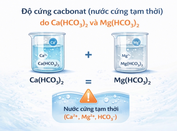 Độ cứng phi cacbonat (nước cứng vĩnh cửu) do CaSO₄, CaCl₂, MgSO₄, MgCl₂