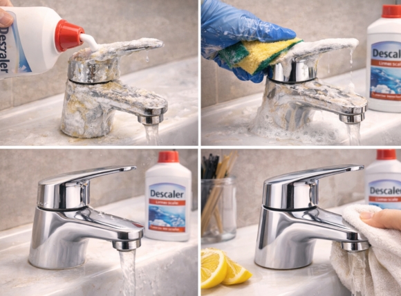 Sử dụng dung dịch tẩy cặn chuyên dụng cho vết cặn nặng