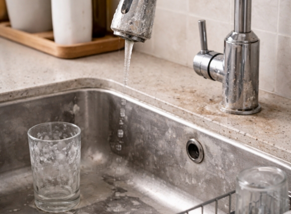 Dấu hiệu nước cứng tại khu vực nhà bếp