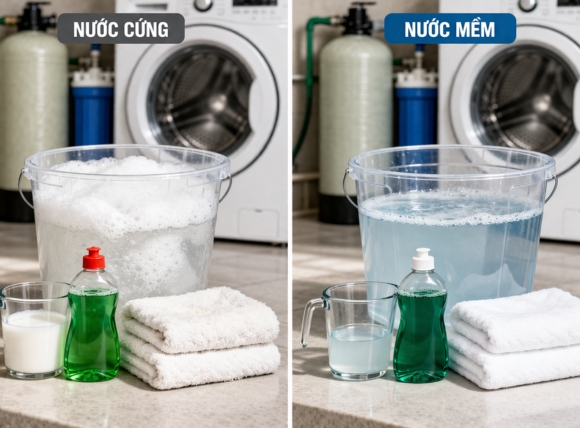 Nước mềm giúp giảm lượng xà phòng và hóa chất tẩy rửa