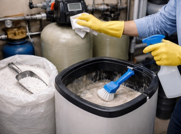 Vệ sinh bình chứa muối và van điều khiển theo chu kỳ