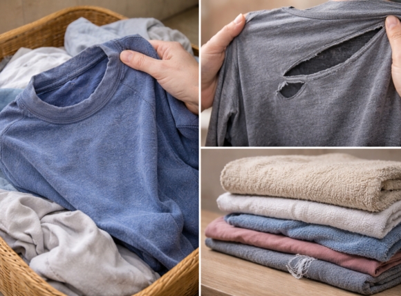 Dấu hiệu 5: Quần áo sau khi giặt thô ráp, bạc màu, dễ mục rách