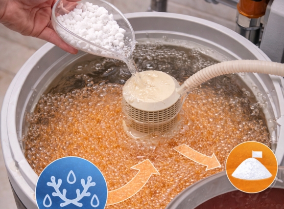 Quy trình tái sinh hạt nhựa bằng muối hoàn nguyên