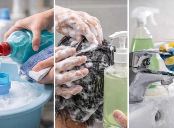 Tiết kiệm xà phòng, dầu gội và chất tẩy rửa