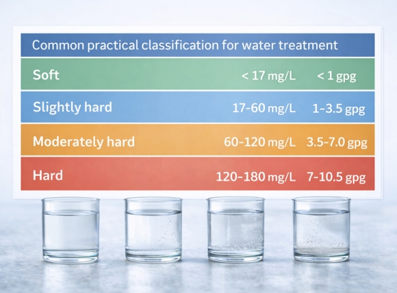 Thang phân loại thực tế phổ biến trong ứng dụng xử lý nước