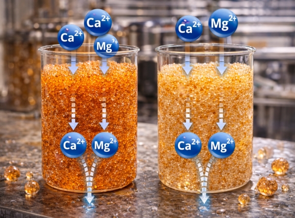 Hiệu suất loại bỏ Ca²⁺ và Mg²⁺ của từng dòng nhựa