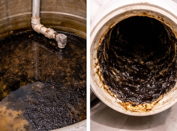 Cặn đen bám đáy bể chứa, thành ống, bồn cầu và máy giặt
