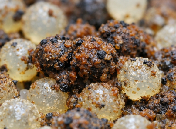 Sắt, mangan bám lên bề mặt hạt nhựa, ngăn cản trao đổi ion