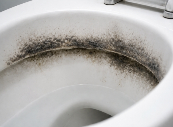 Vết ố đen xám trên thiết bị vệ sinh, khó tẩy rửa