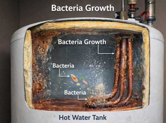 Sự phát triển của vi khuẩn trong bình chứa nước nóng