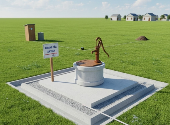 Thiết kế nước giếng khoan Đảm bảo khoảng cách an toàn