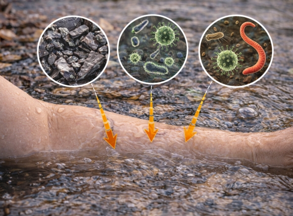 Độc tố trong nước ô nhiễm thẩm thấu qua da